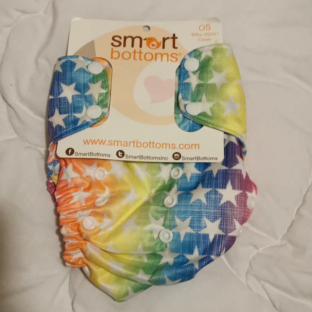 Smart Bottoms rainbow stars diaper cover, NWT